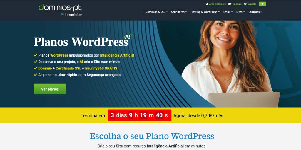 Imagem sobre Planos alojamento WordPress da dominios.pt Adquira um alojamento WordPress