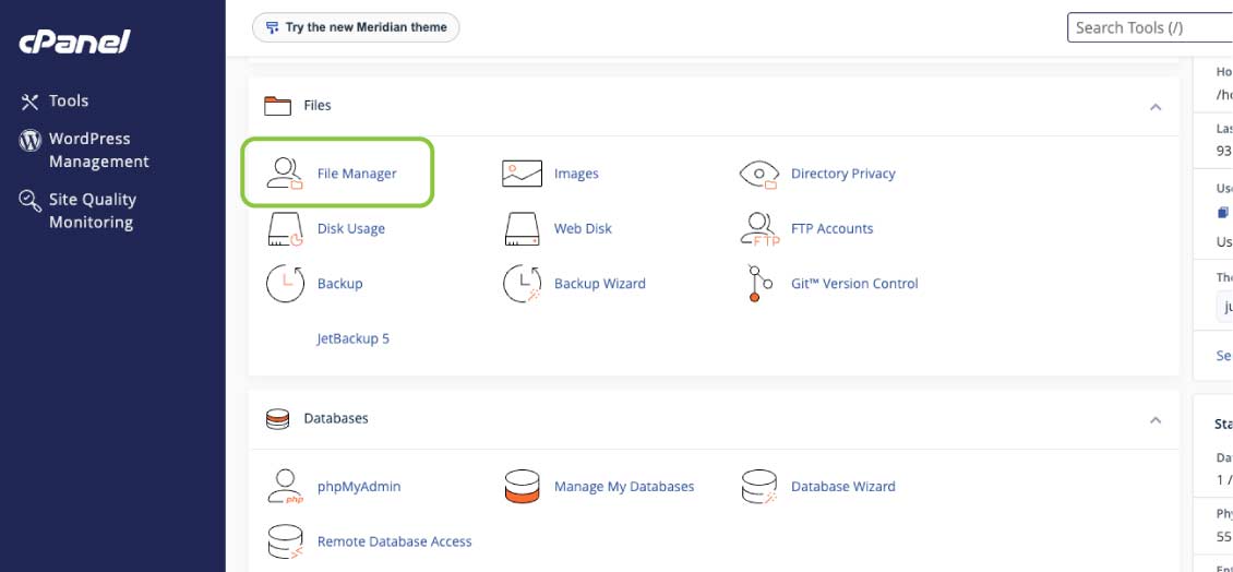 cpanel file manager